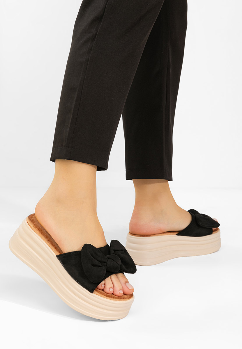 Papuci cu platformă Elarya negri