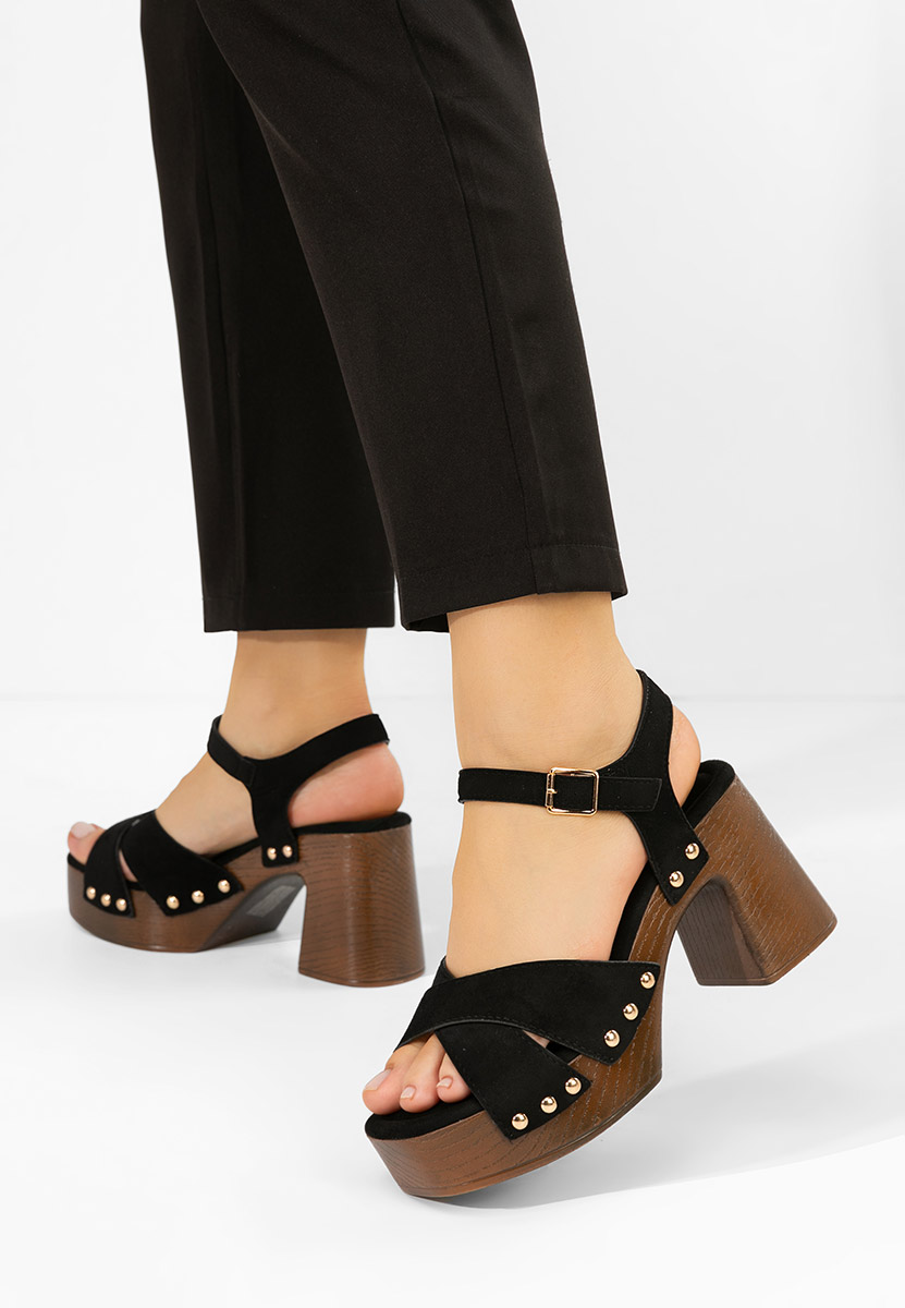 Sandale cu toc gros Radiana negre