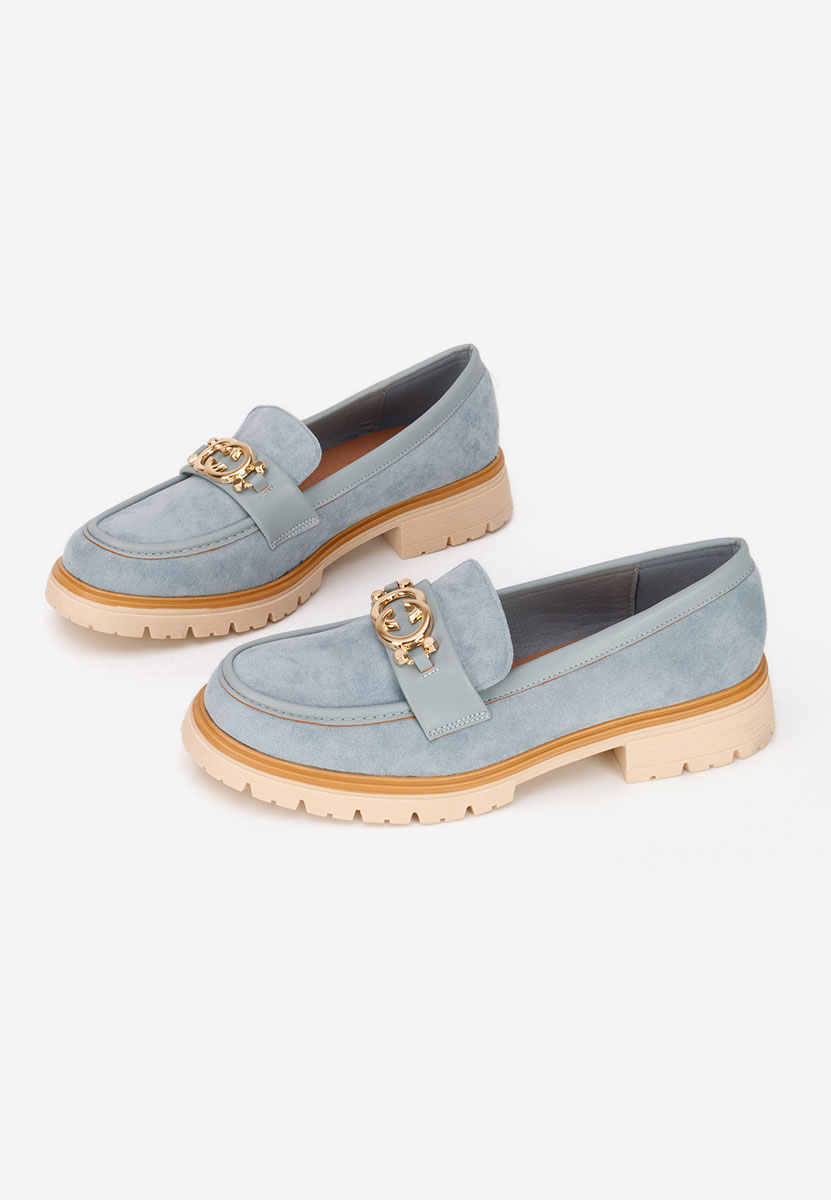 Mocasini dama cu talpa groasa Lenisia albastri