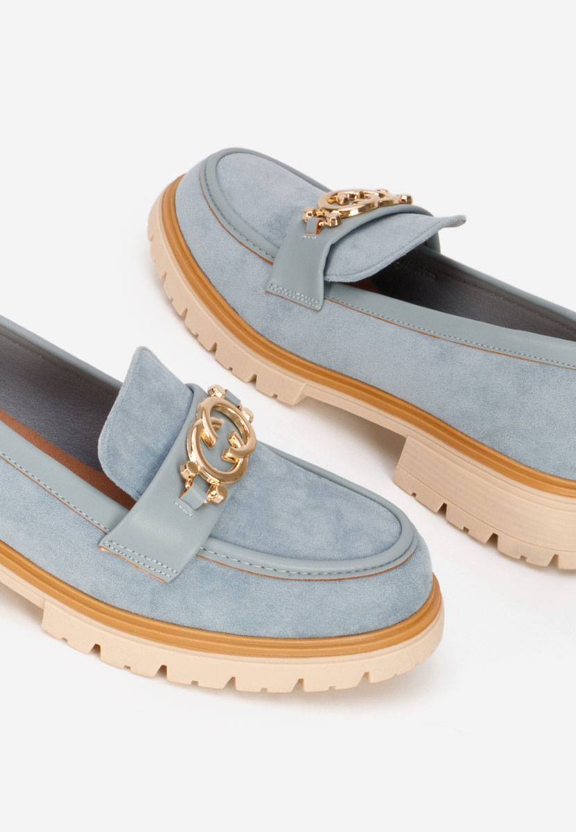 Mocasini dama cu talpa groasa Lenisia albastri