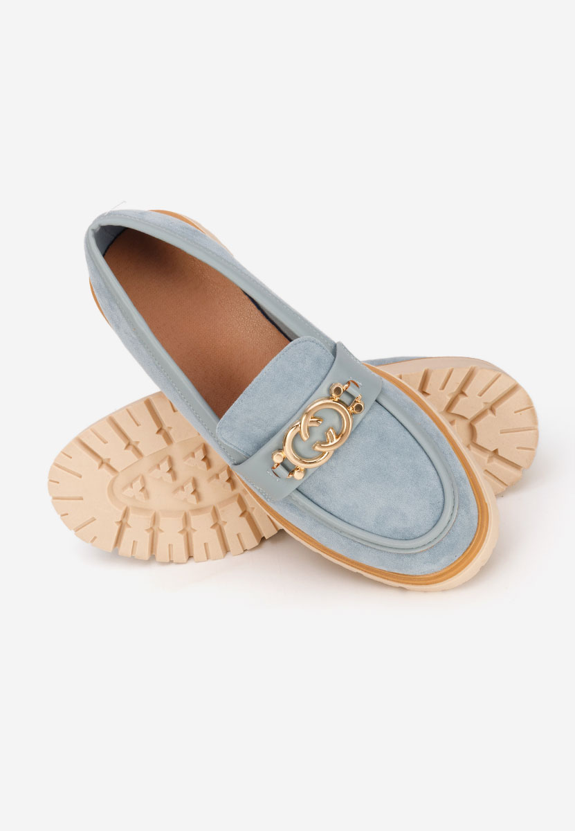 Mocasini dama cu talpa groasa Lenisia albastri