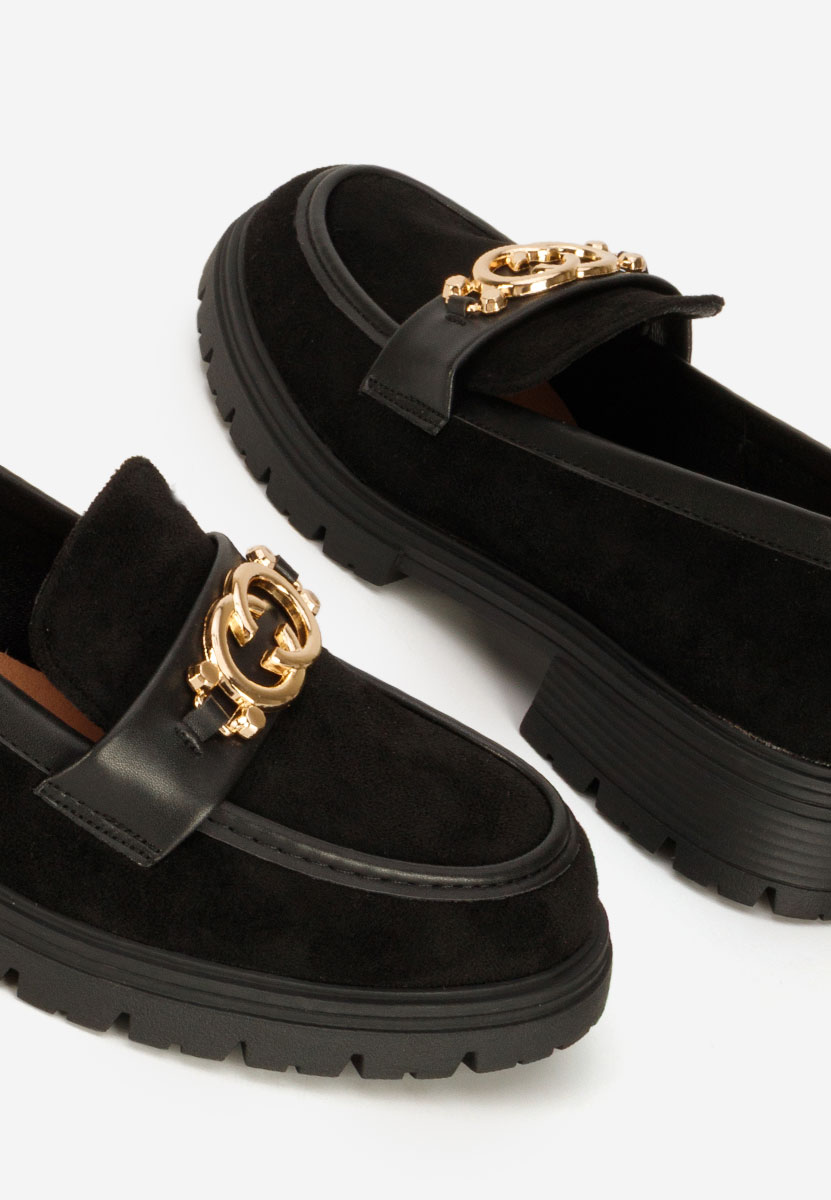 Mocasini dama cu talpa groasa Lenisia negri