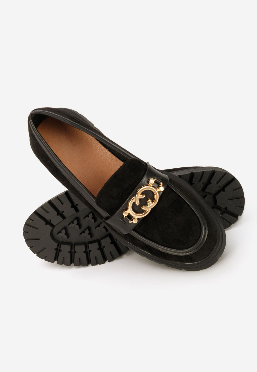 Mocasini dama cu talpa groasa Lenisia negri