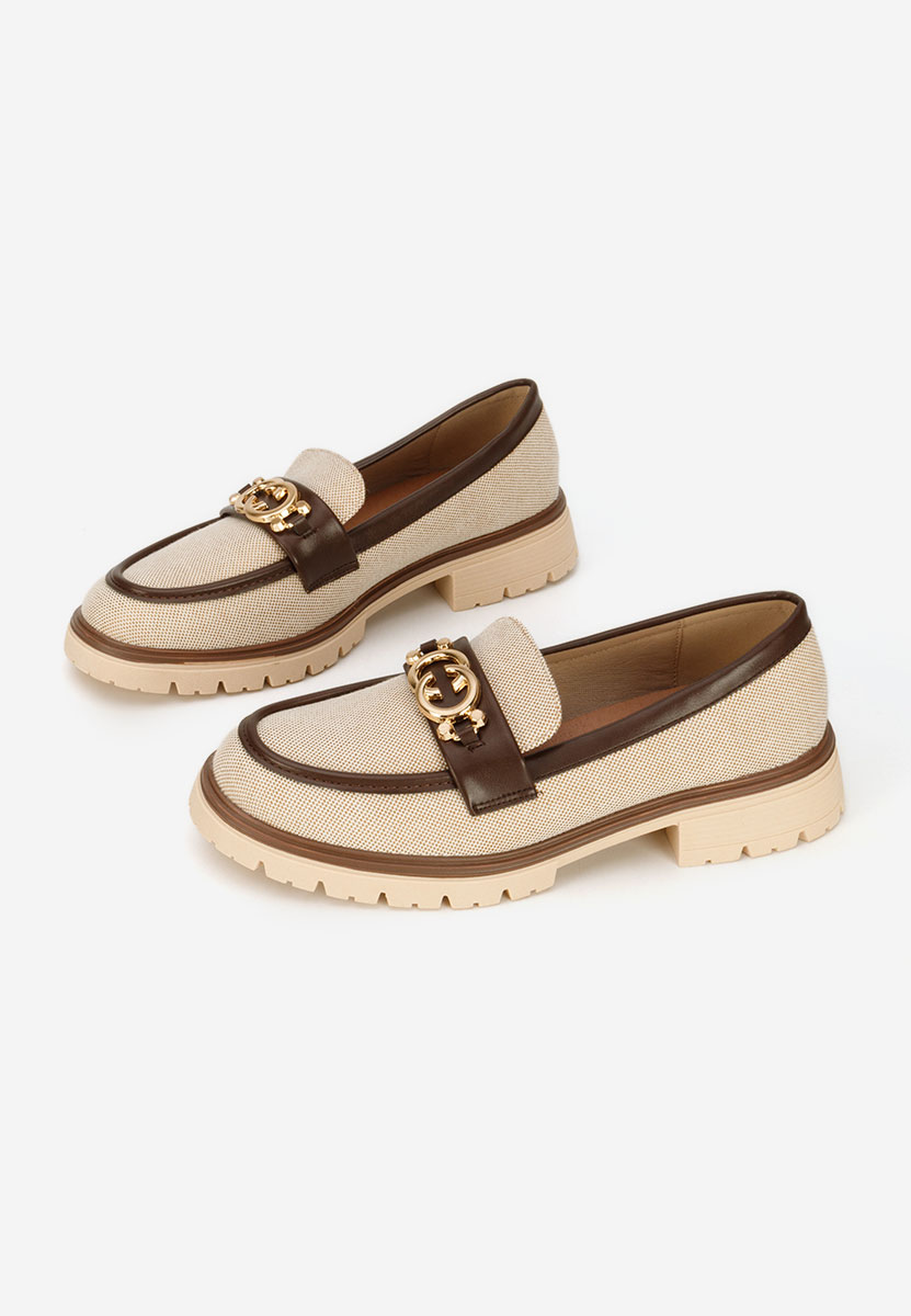 Mocasini dama cu talpa groasa Lenisia bej