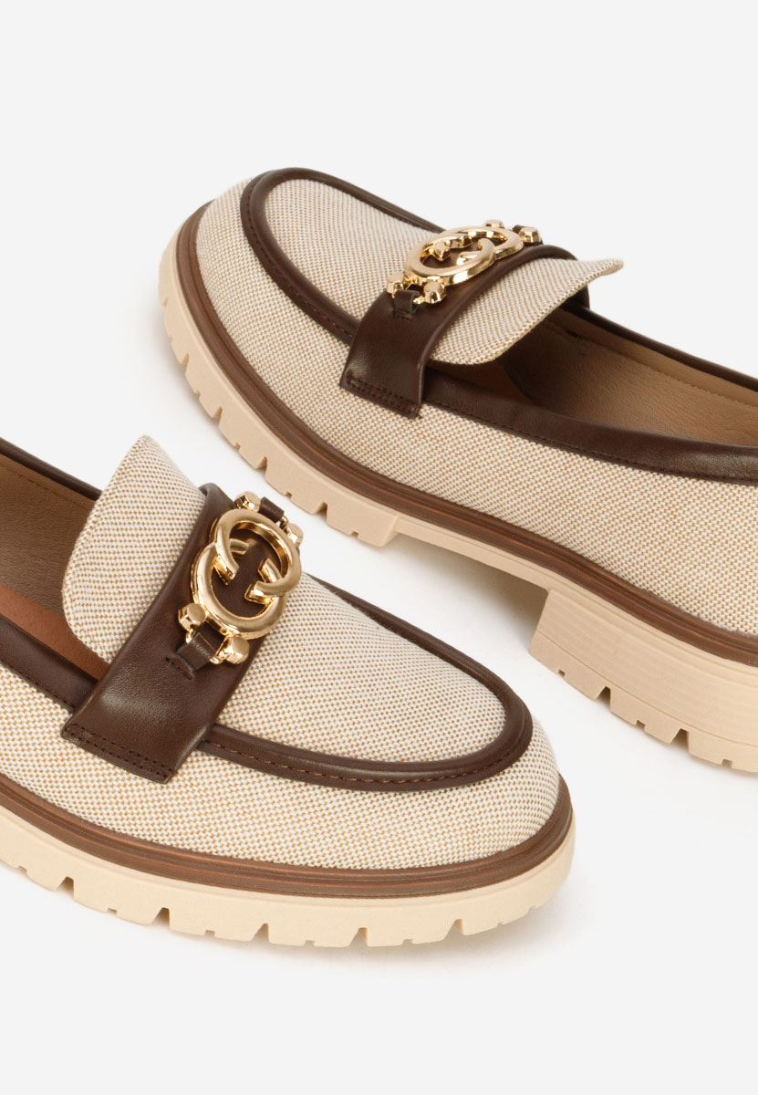 Mocasini dama cu talpa groasa Lenisia bej