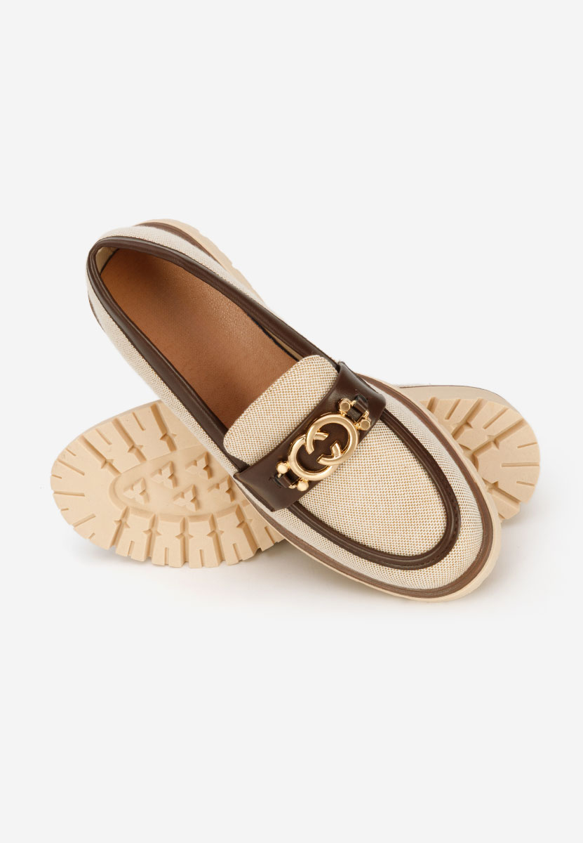 Mocasini dama cu talpa groasa Lenisia bej