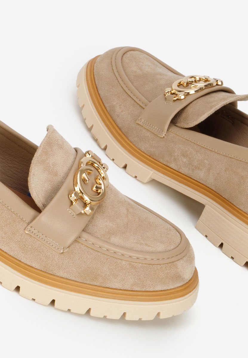 Mocasini dama cu talpa groasa Lenisia kaki