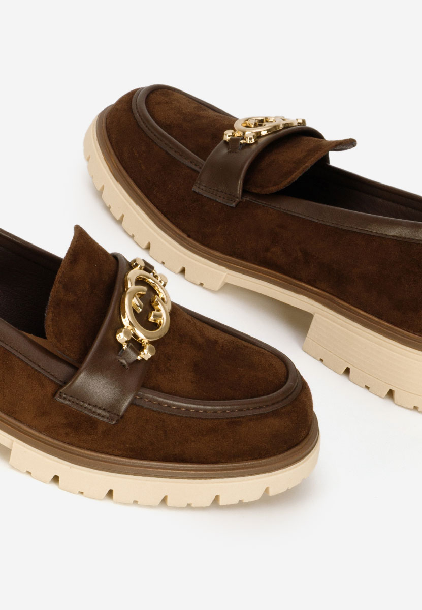 Mocasini dama cu talpa groasa Lenisia maro