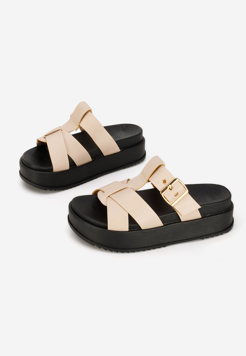 Papuci cu platformă Inaria bej