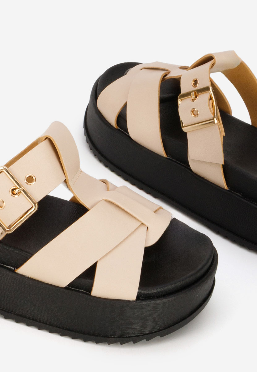 Papuci cu platformă Inaria bej