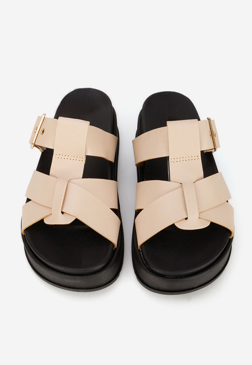 Papuci cu platformă Inaria bej