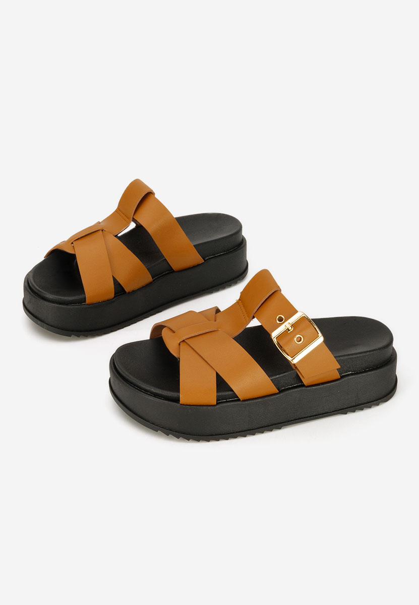 Papuci cu platformă Inaria camel