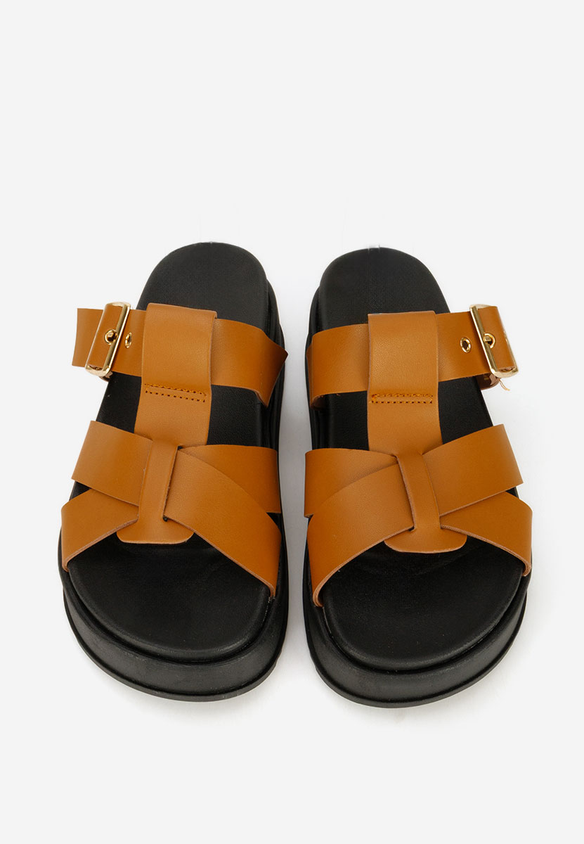 Papuci cu platformă Inaria camel