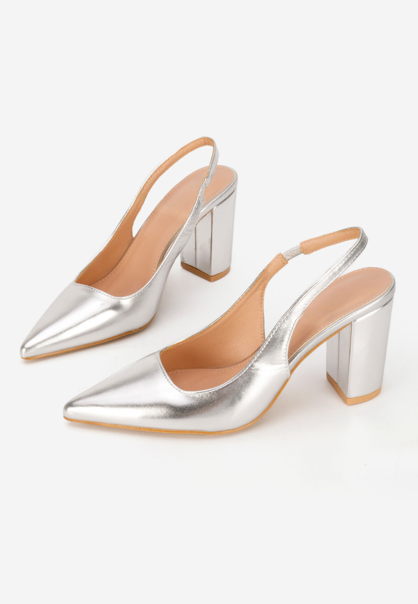 Pantofi slingback Eleria argintii
