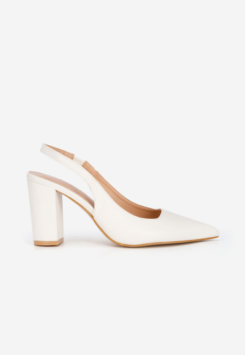 Pantofi slingback Eleria albi