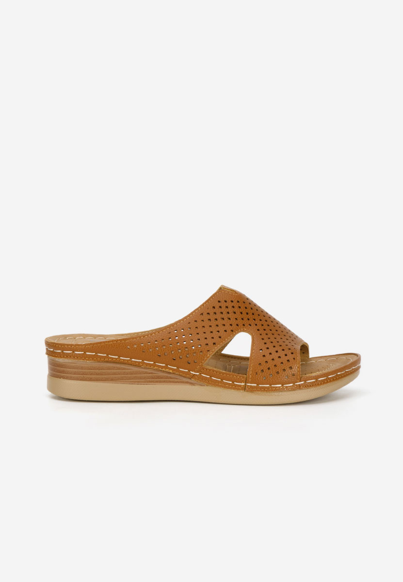 Papuci cu platforma Hermana camel