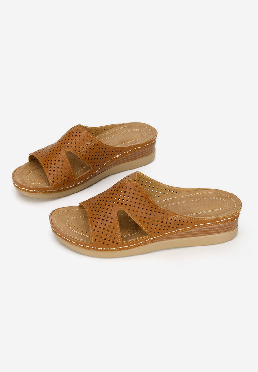Papuci cu platforma Hermana camel
