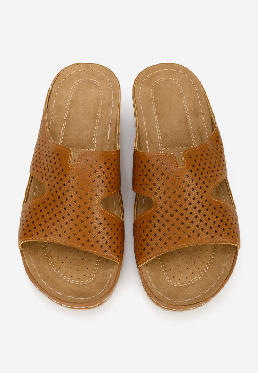 Papuci cu platforma Hermana camel