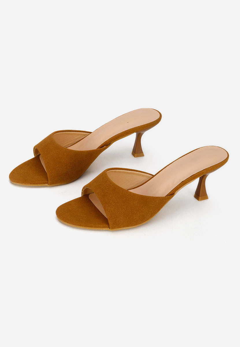 Papuci cu toc subtire Otelia camel