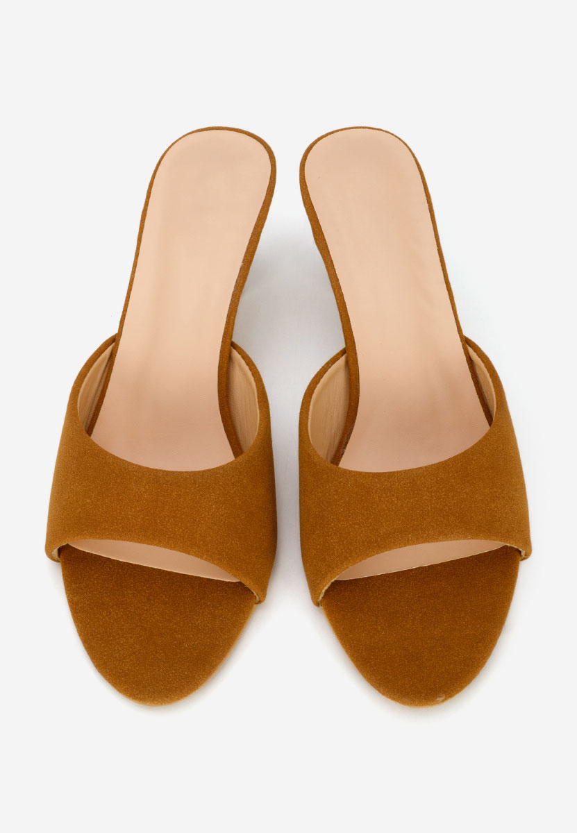 Papuci cu toc subtire Otelia camel