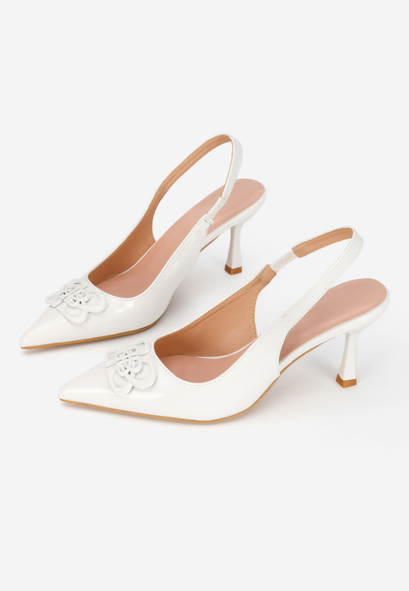 Pantofi slingback Beatrise albi