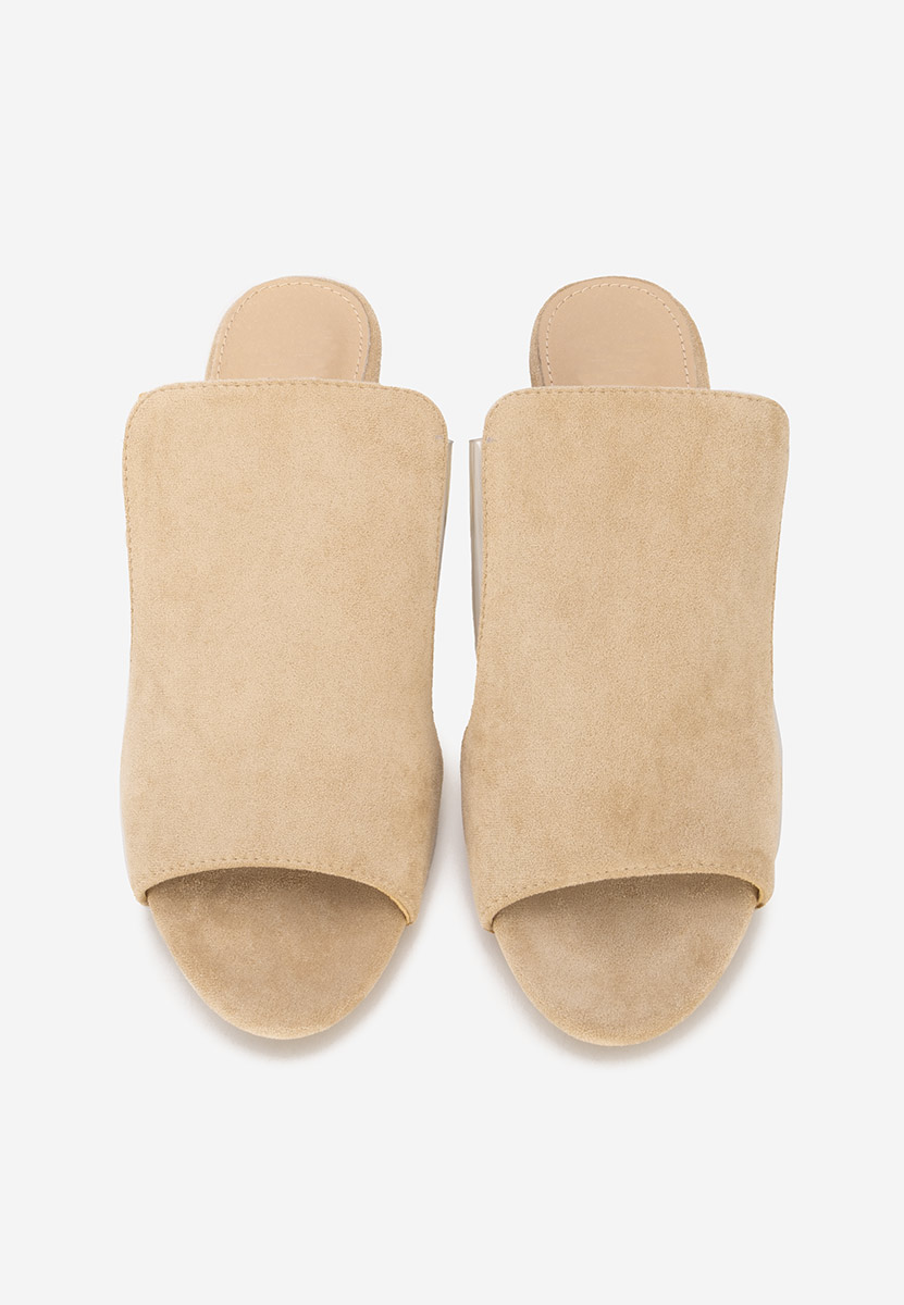 Papuci cu toc gros Floriana bej