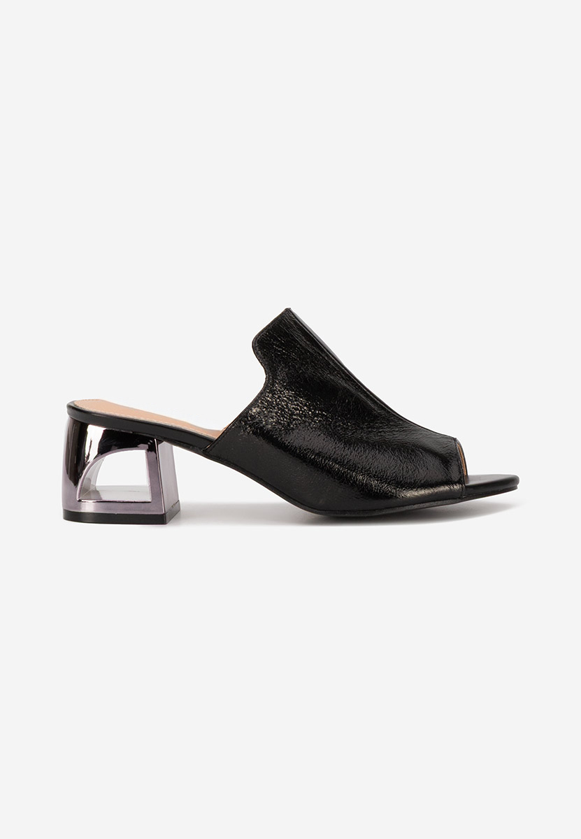Papuci cu toc gros Floriana V2 negri