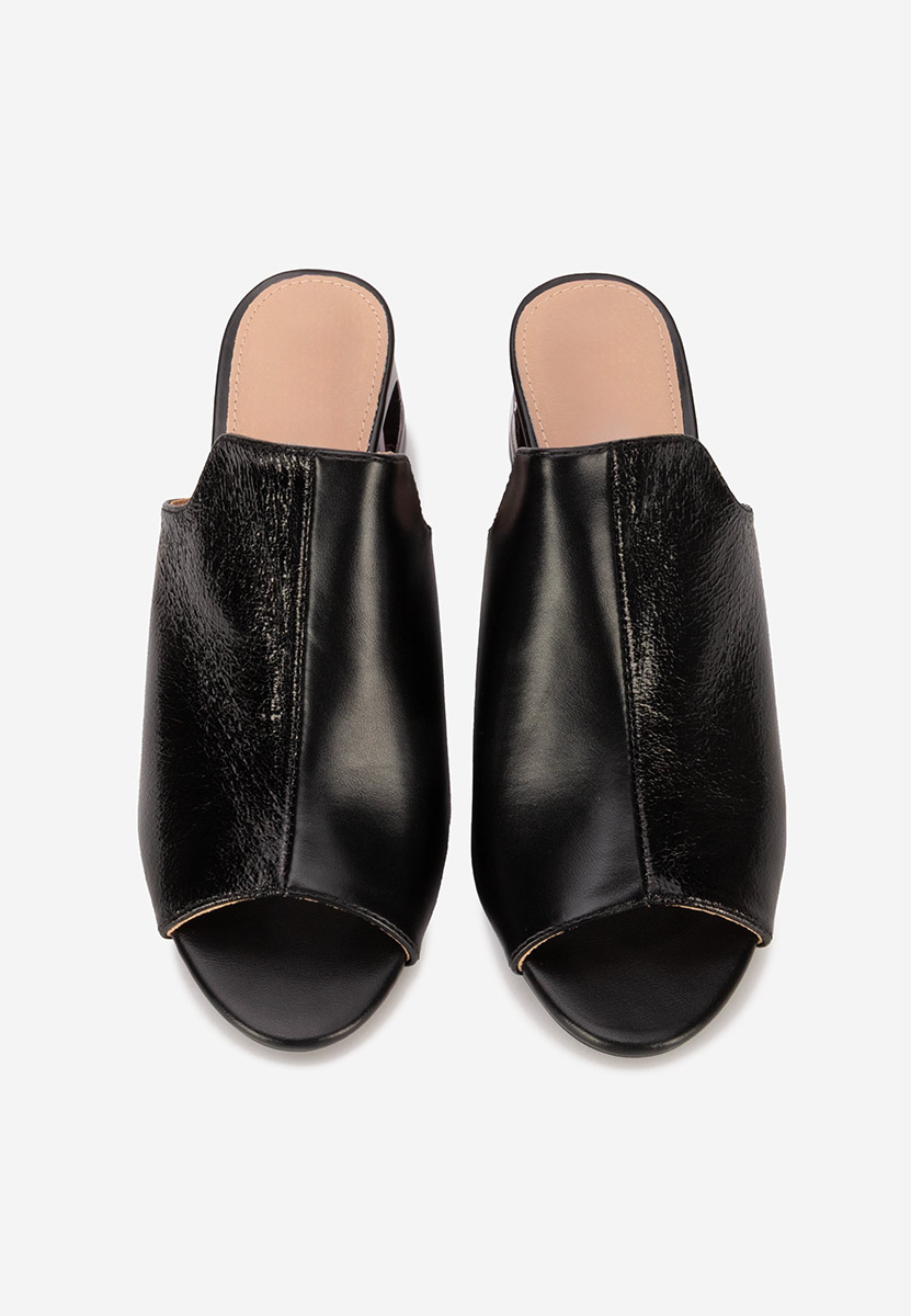 Papuci cu toc gros Floriana V2 negri