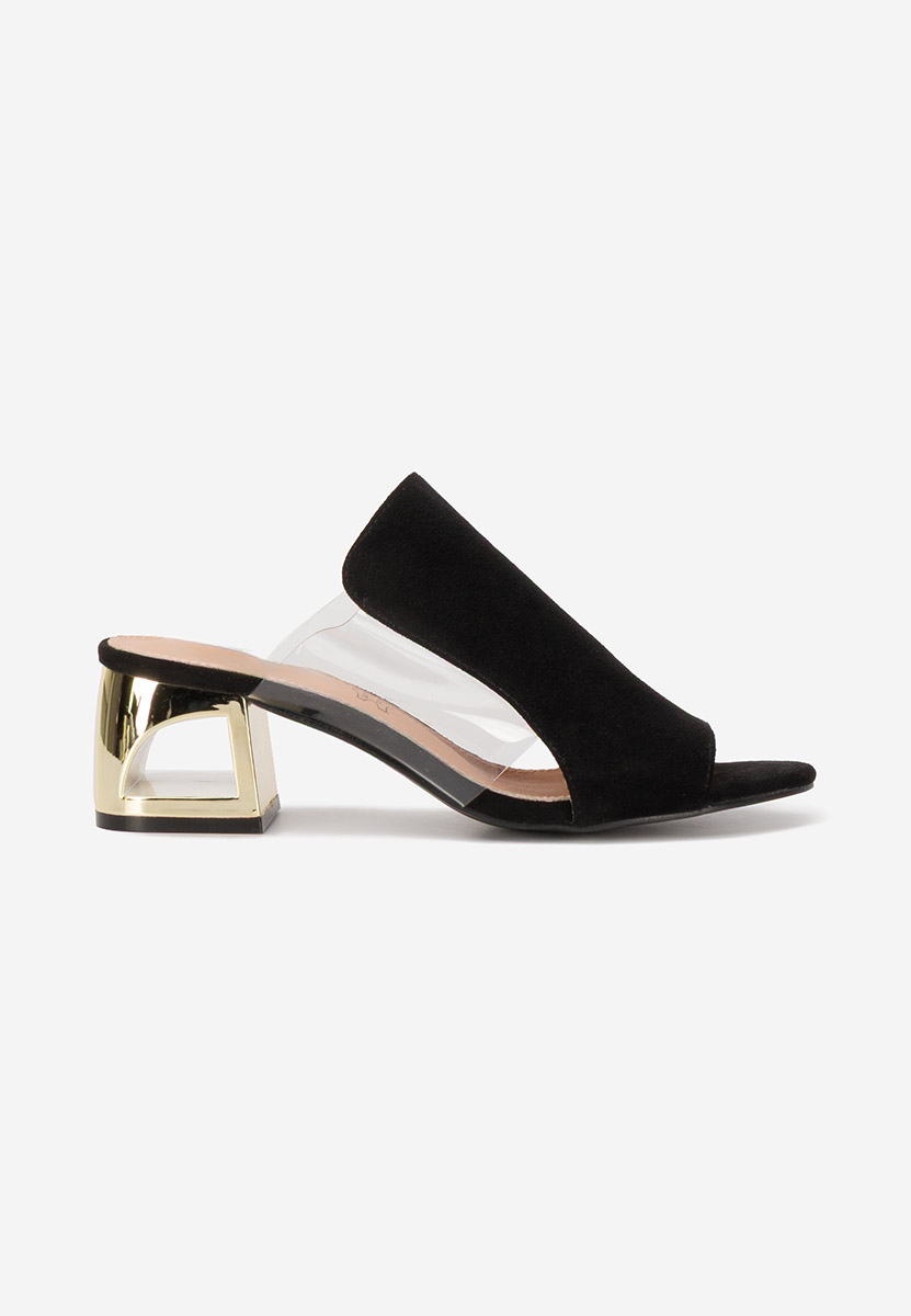 Papuci cu toc gros Floriana negri