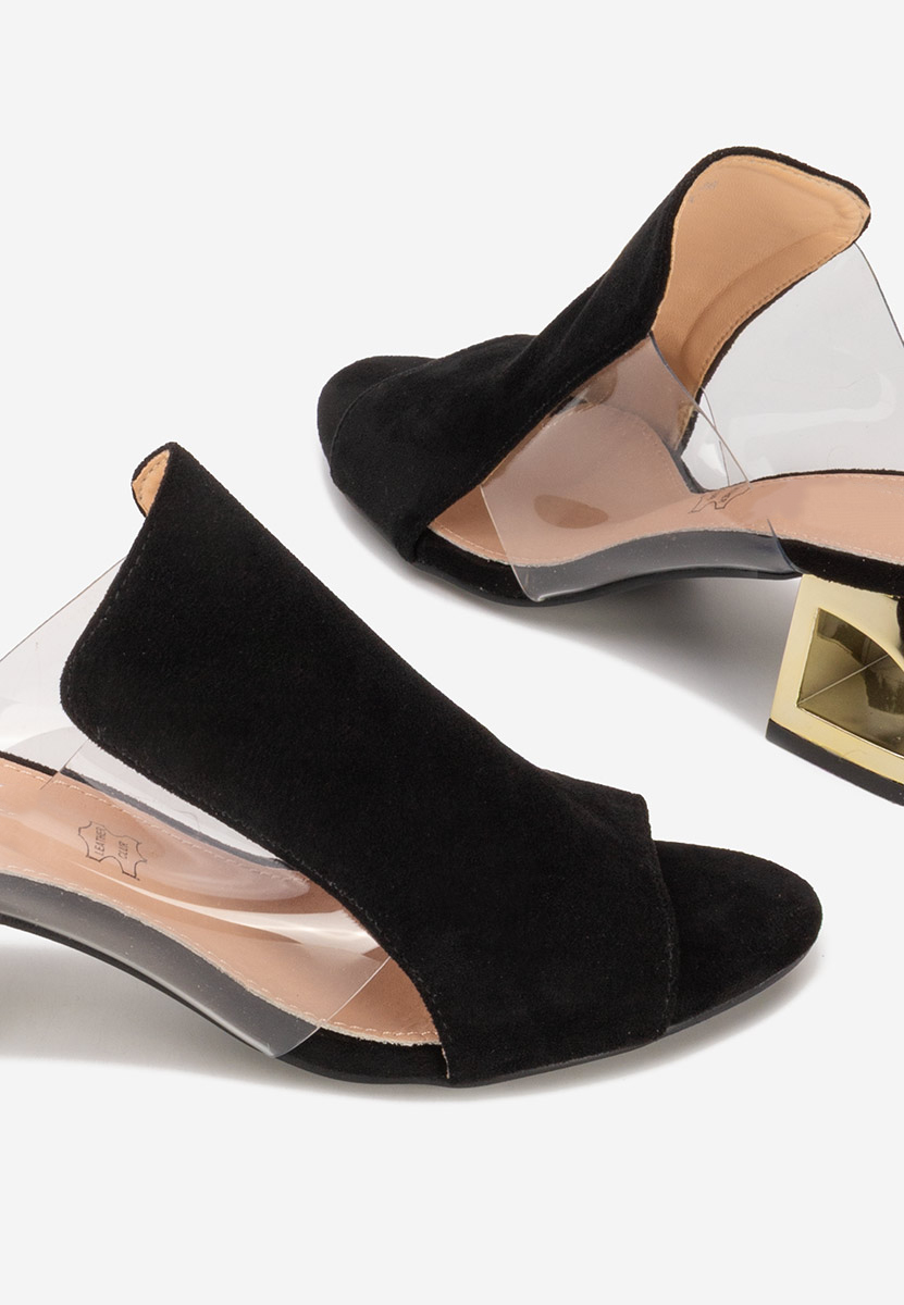 Papuci cu toc gros Floriana negri