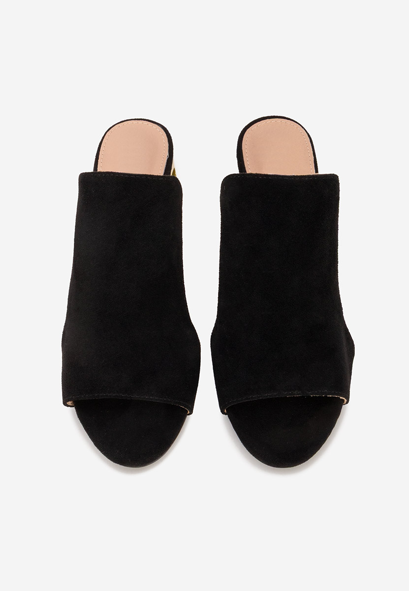 Papuci cu toc gros Floriana negri