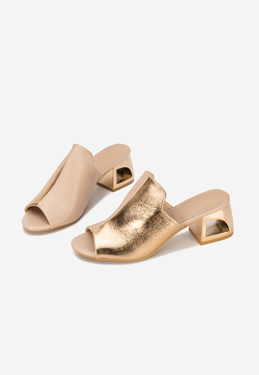 Papuci cu toc gros Floriana V2 nude