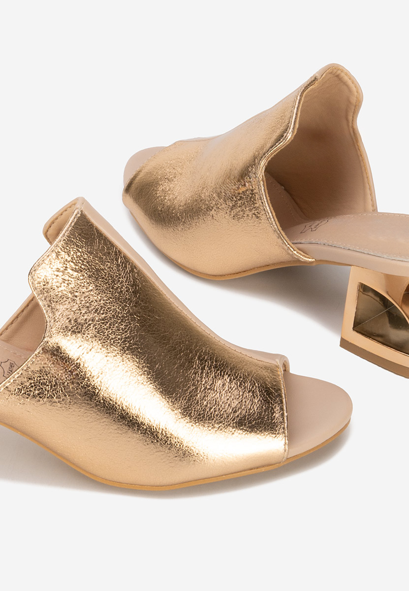 Papuci cu toc gros Floriana V2 nude