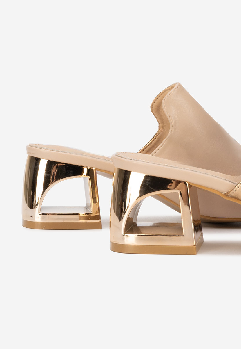 Papuci cu toc gros Floriana V2 nude