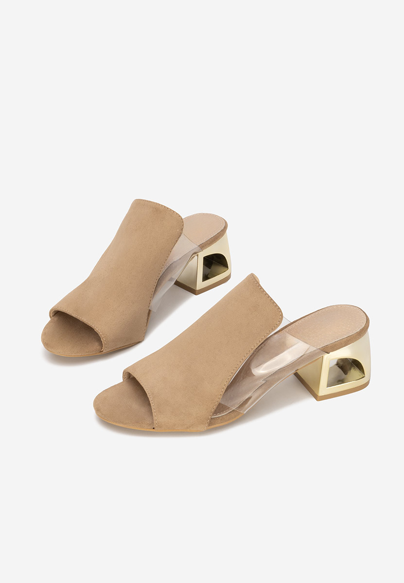 Papuci cu toc gros Floriana kaki