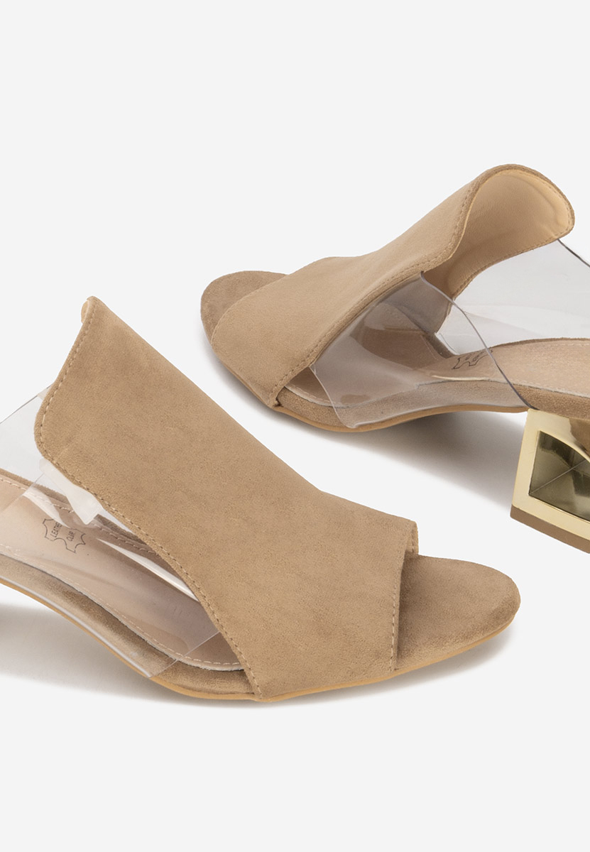 Papuci cu toc gros Floriana kaki