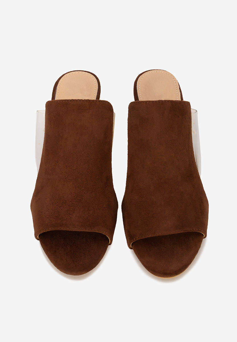 Papuci cu toc gros Floriana maro