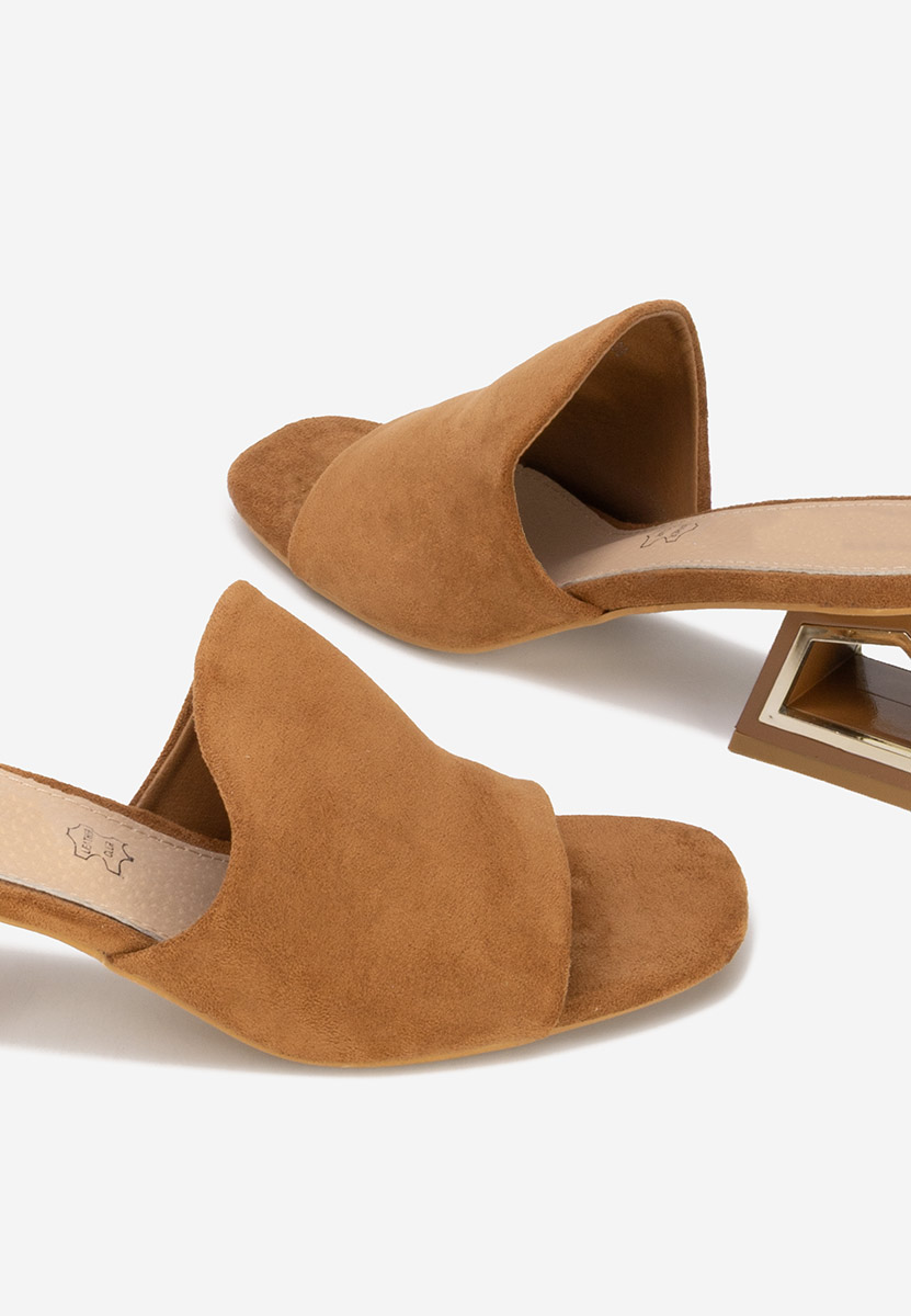 Papuci cu toc gros Alesandria maro