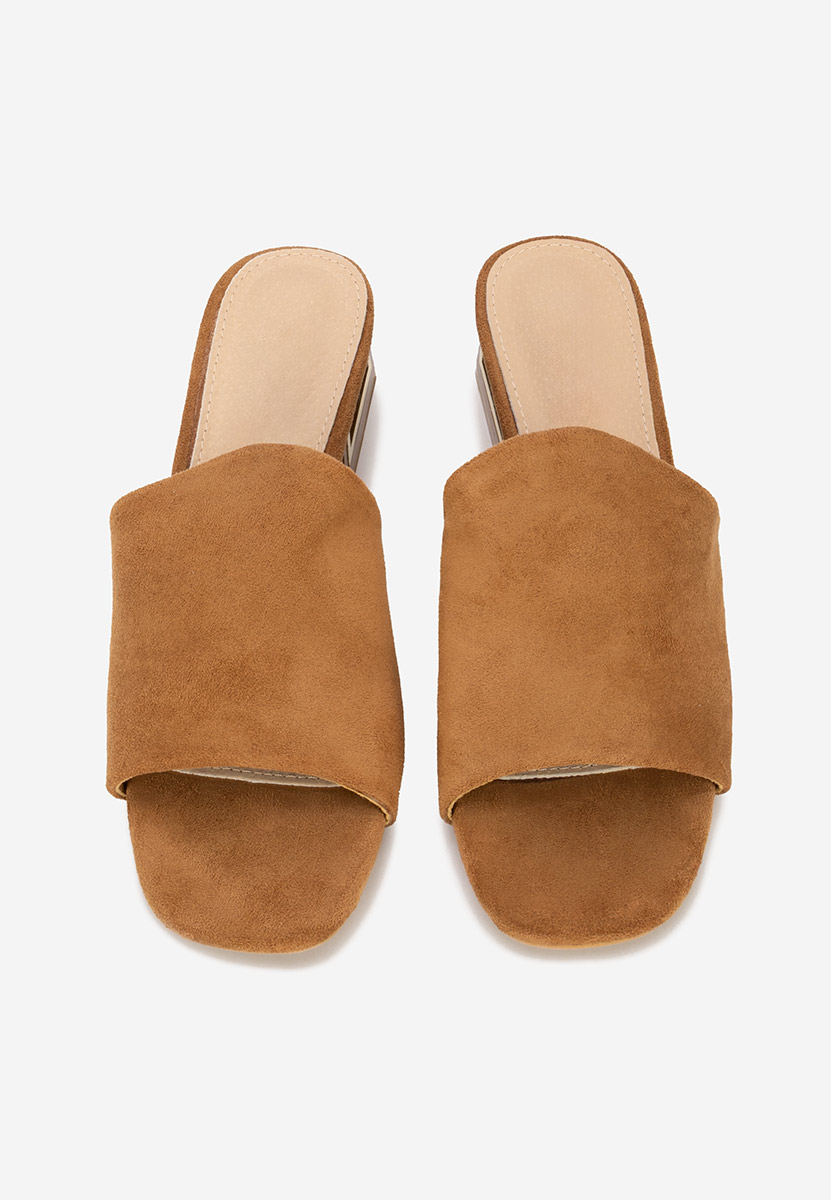 Papuci cu toc gros Alesandria maro