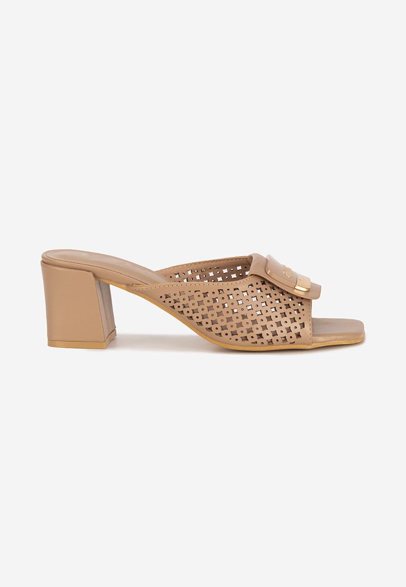 Papuci cu toc gros Carmenia kaki