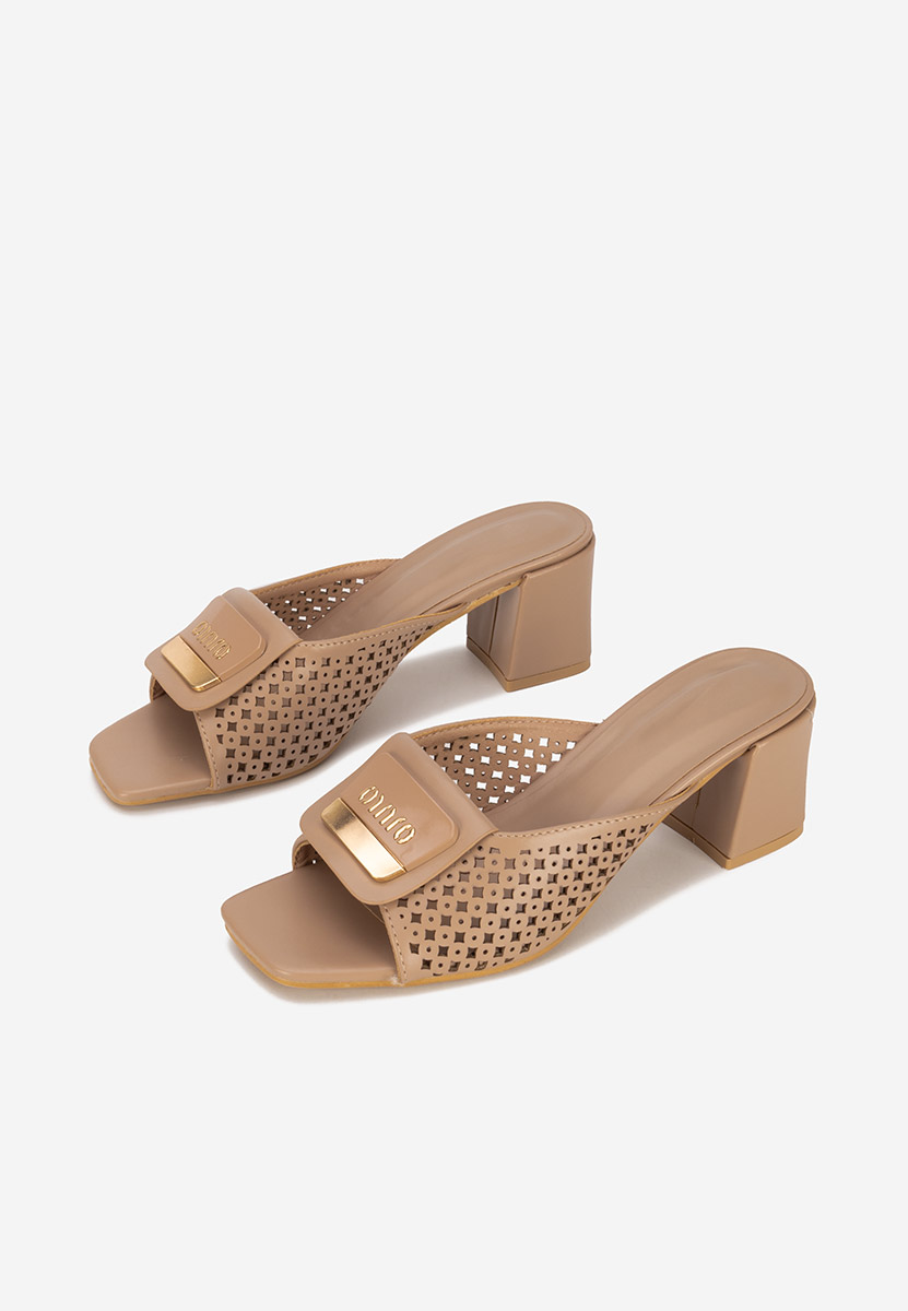 Papuci cu toc gros Carmenia kaki