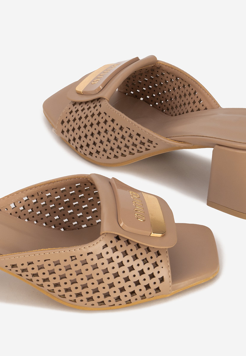 Papuci cu toc gros Carmenia kaki