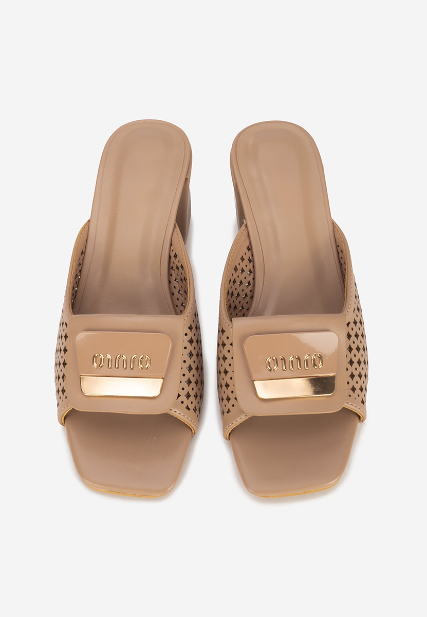 Papuci cu toc gros Carmenia kaki