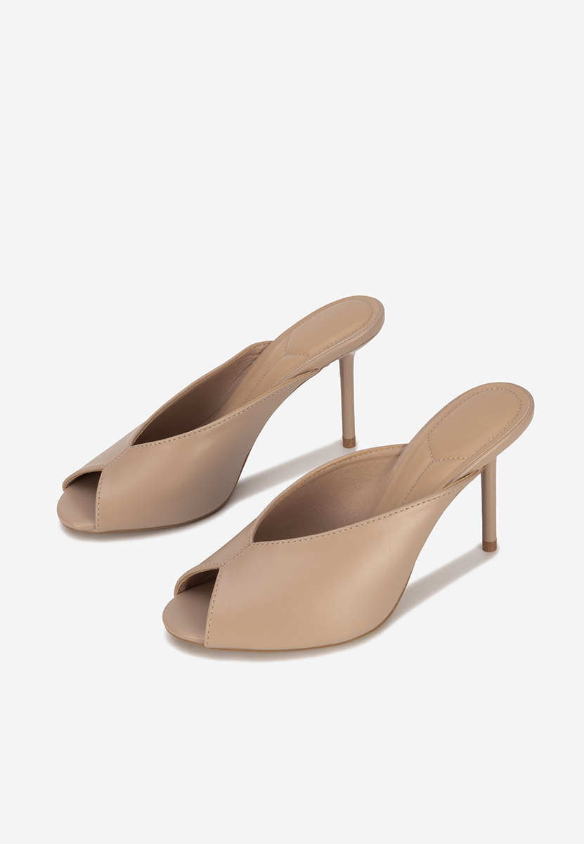 Papuci cu toc subtire Sidina kaki