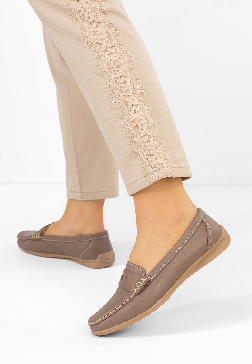 Mocasini dama piele Cheria kaki