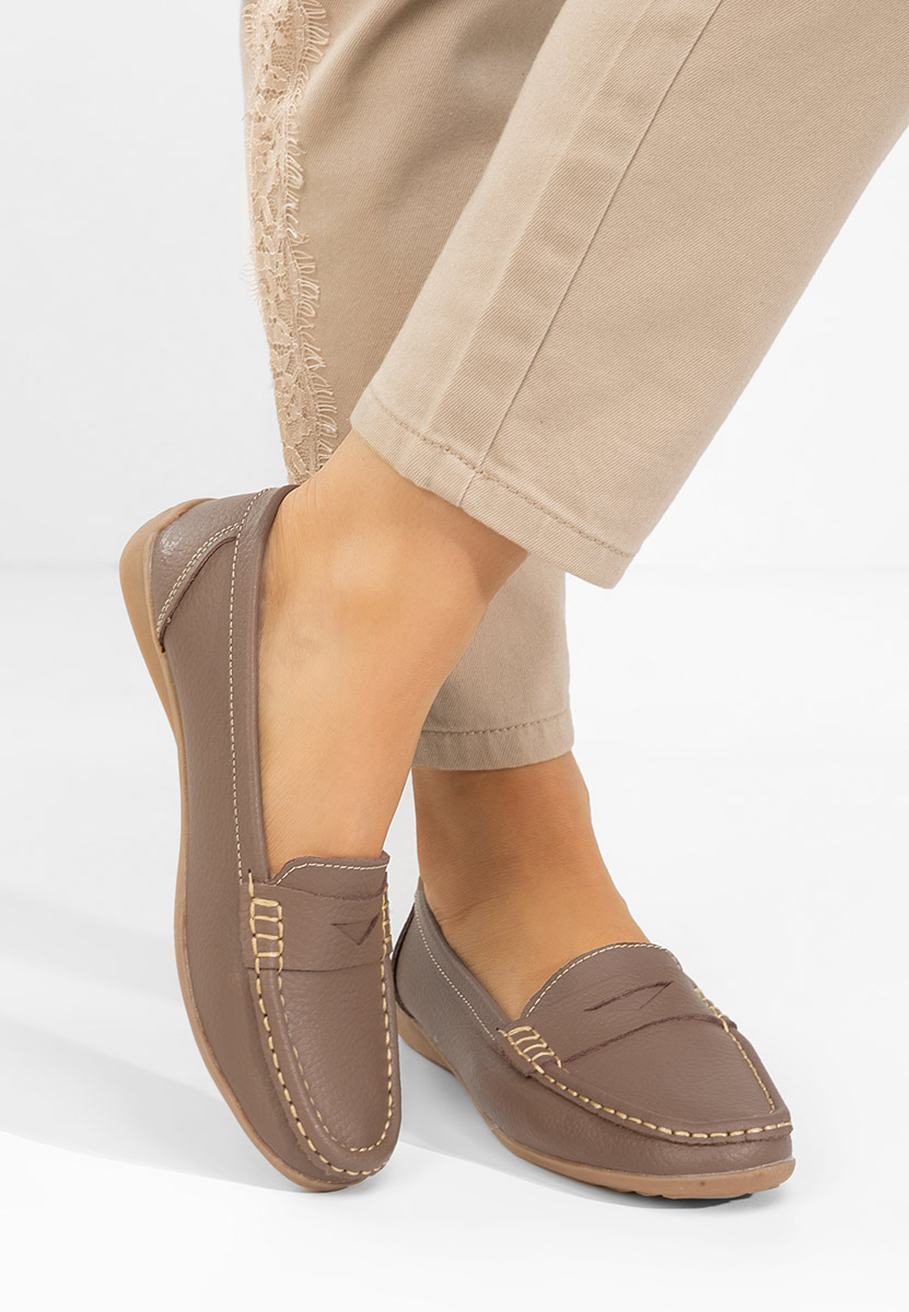 Mocasini dama piele Cheria kaki