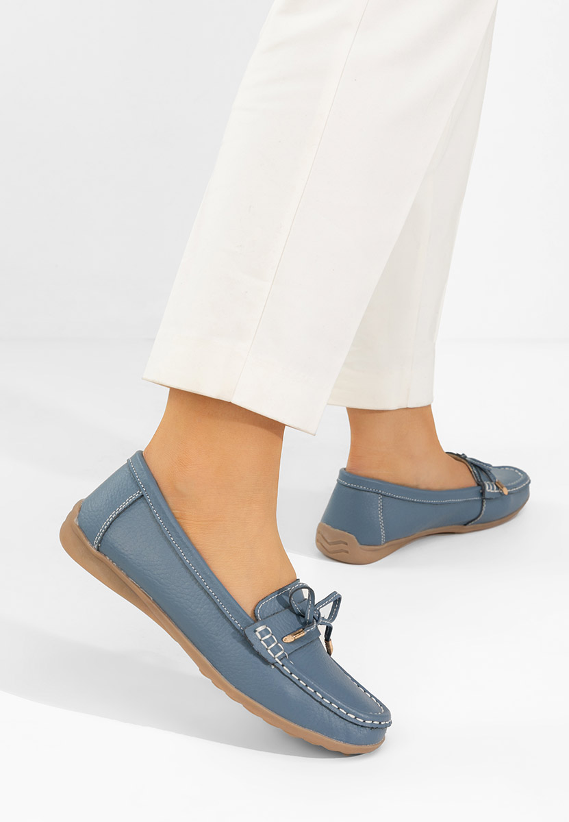 Mocasini dama piele Nemesia albastri