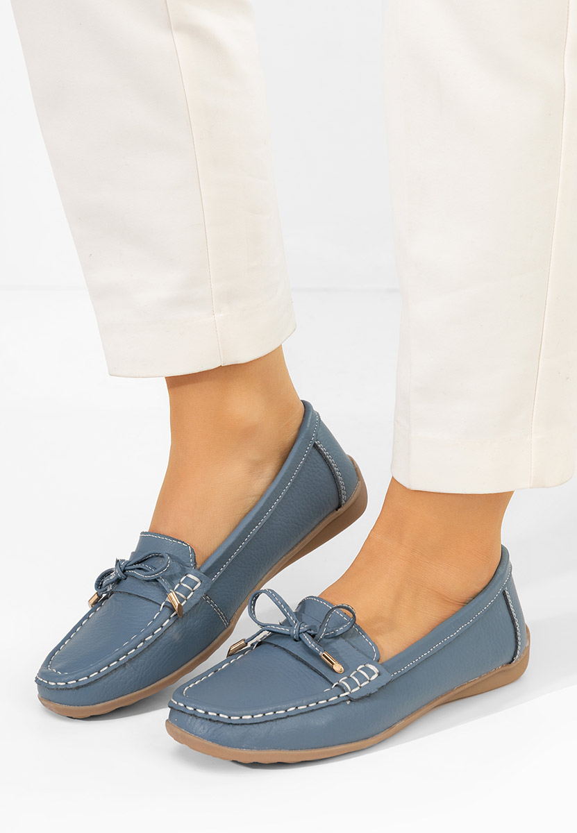 Mocasini dama piele Nemesia albastri