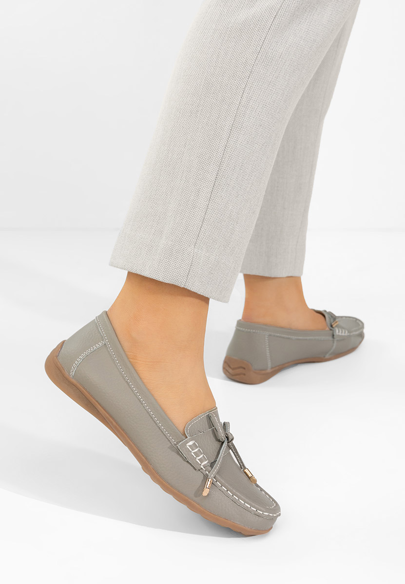 Mocasini dama piele Nemesia gri