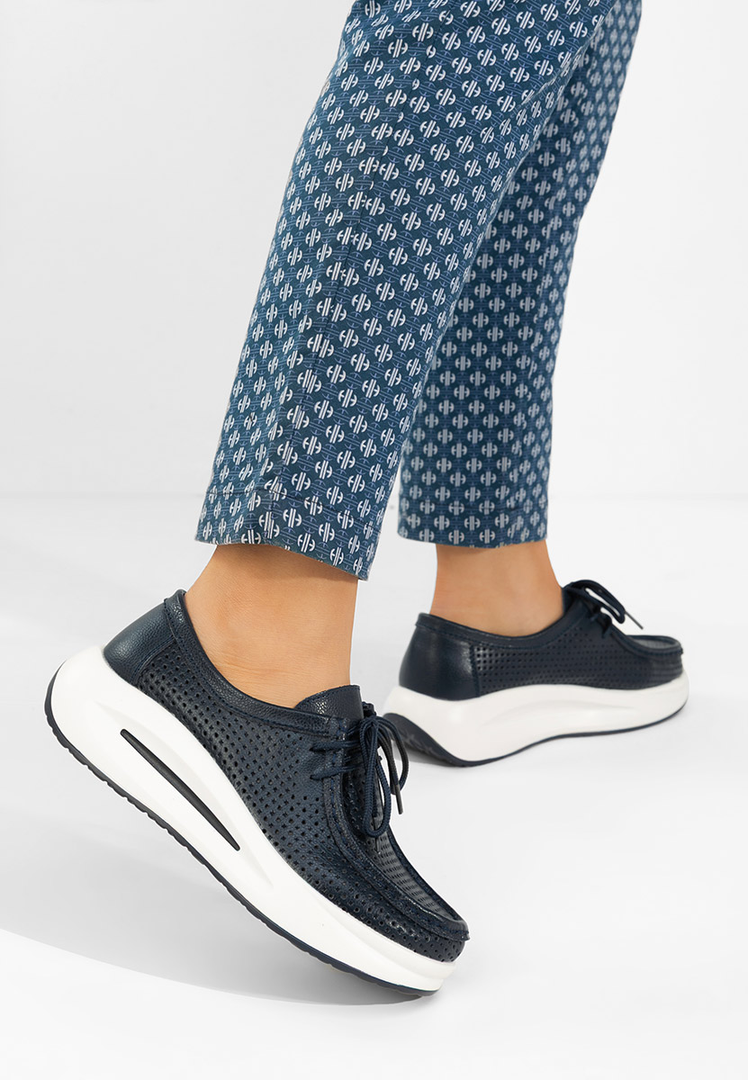 Mocasini dama piele Eveliana navy